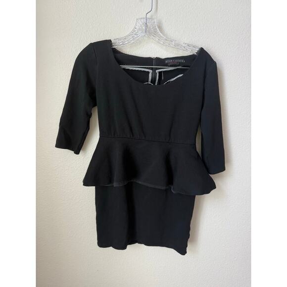 Alice + Olivia Employed Amanda Black Peplum Sheath Dress Size XS - Picture 2 of 7